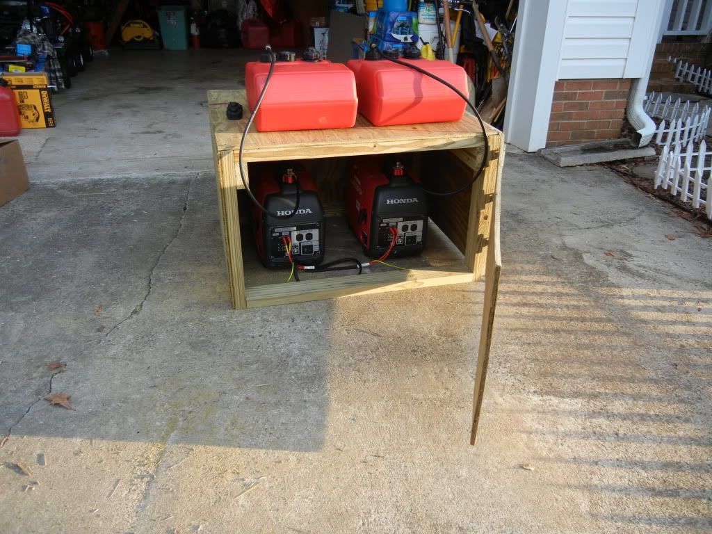 My homemade shed and extended run tanks for my EU2000 generators